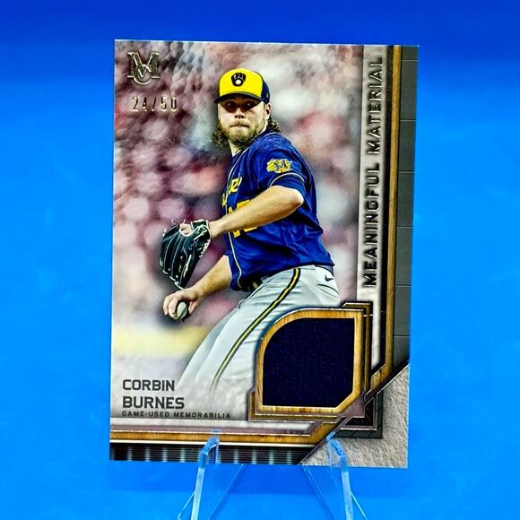 2023 Topps Museum -Meaningful Material Relics  SP 24/50  Corbin Burnes #MMR-CBU - Picture 3 of 4